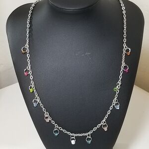 Elegant Silver Multicolor Charm Necklace